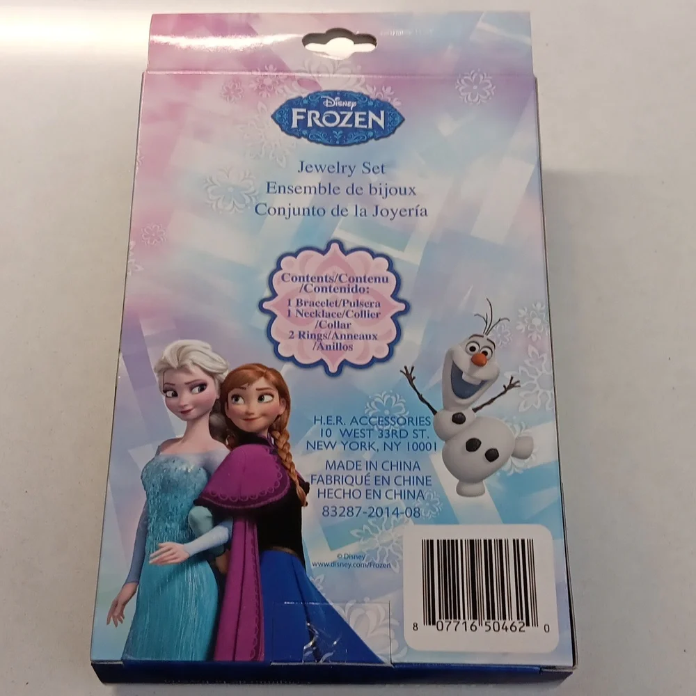 Little Girls Frozen plastic pink Jewelry Set Necklace,bracelet & Rings In Box